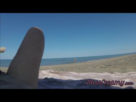 amateur on beach masturbating